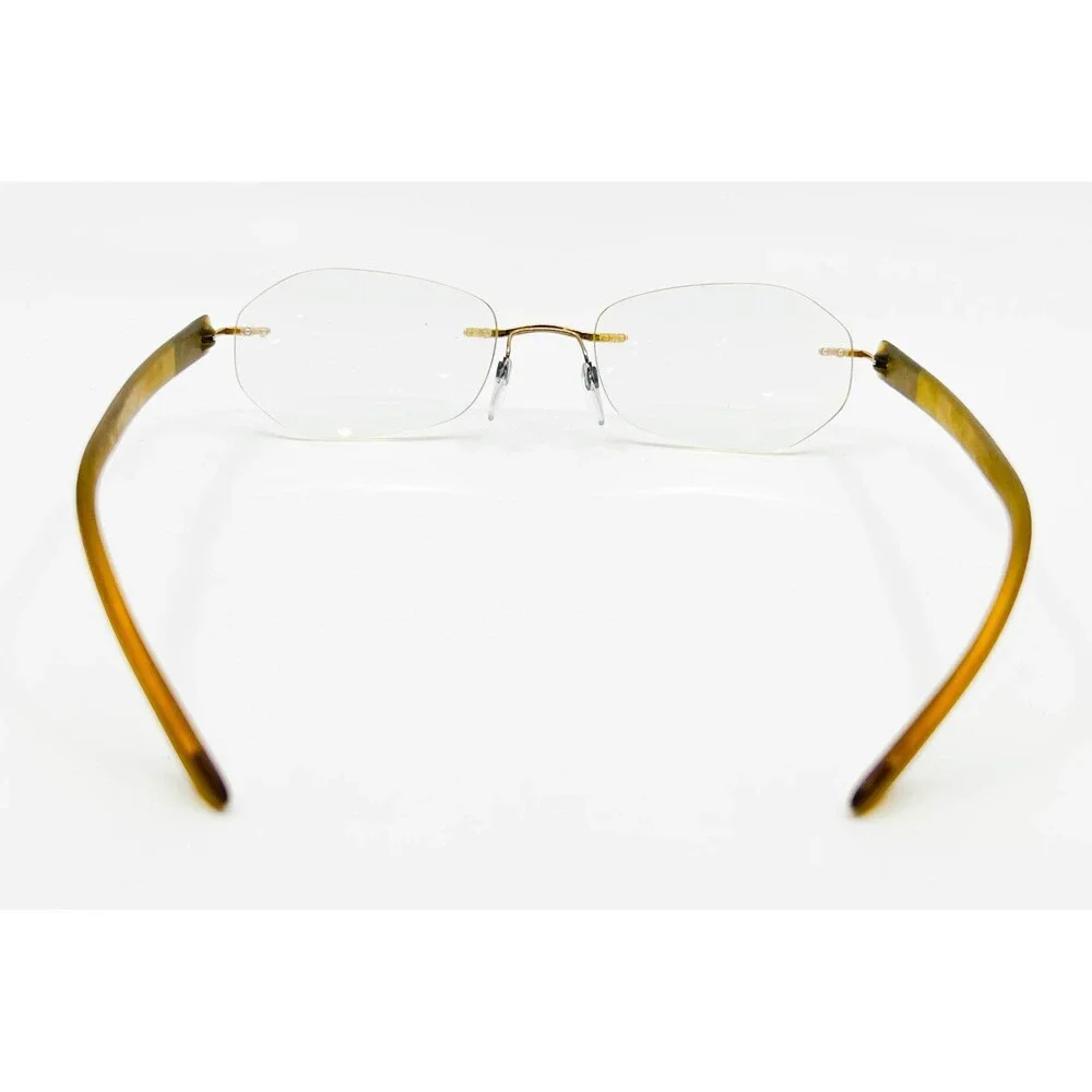 Silhouette Eyeglasses Frames Unisex Gold Brown Rimless 7608 20 6051 19 140